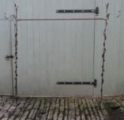Four bespoke made steel hanging rails. H.205 W.175 D.60cm