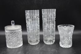 A collection of crystal cut glassware. Including a pair of Rudolfova Hut for Sklo Union glass maze