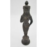 An Oriental bronze statue of a lady. H.29 W.9cm