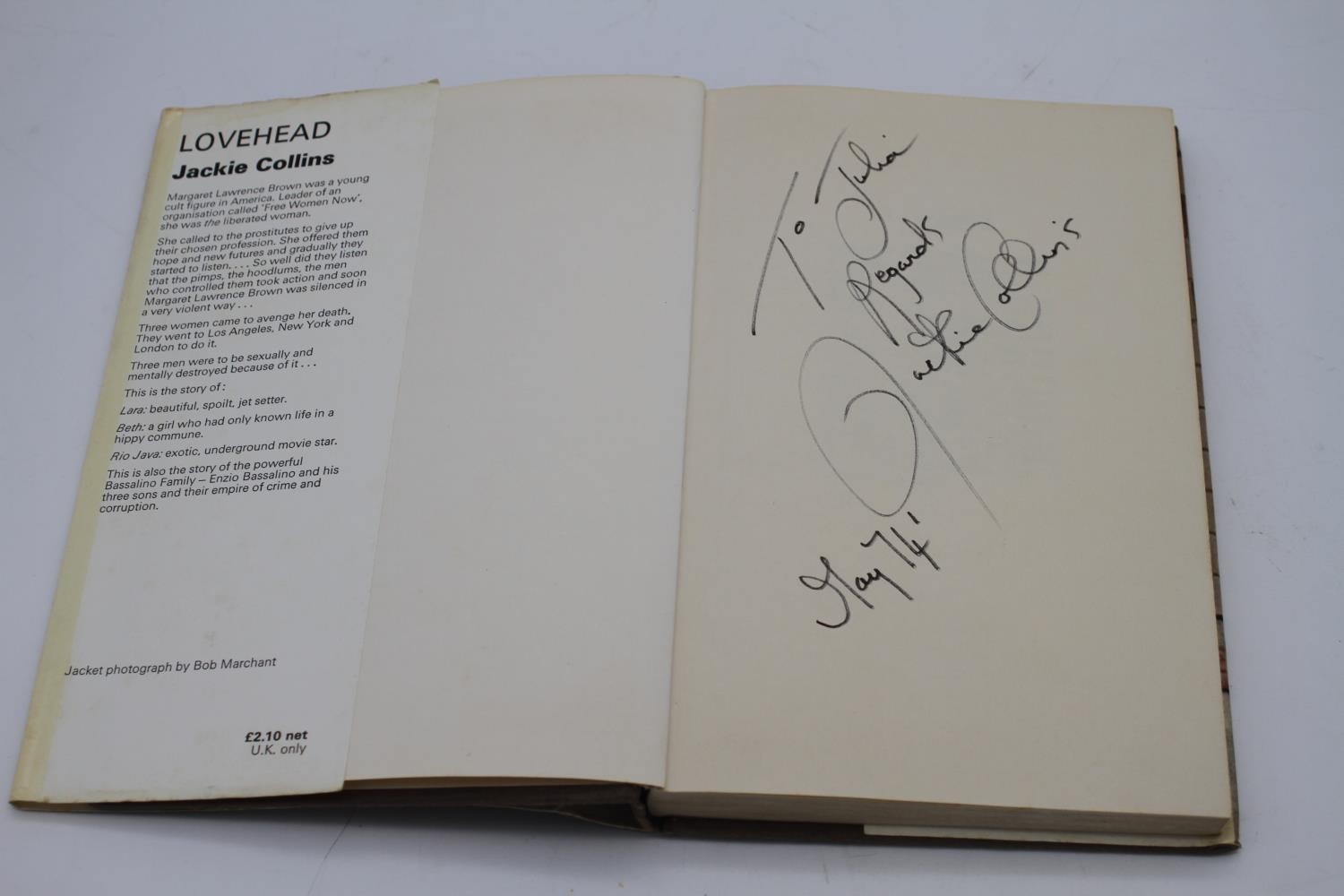 Three hardback Jackie Collins books. Lady Boss, The Stud and Lovehead. Two signed and inscribed to - Image 4 of 9