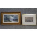 Two early 20th century framed and glazed watercolours. One of a sailing boat on a river,