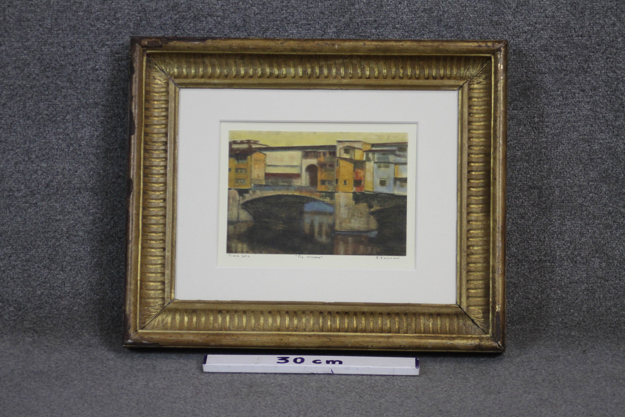 A gilt framed and glazed signed etching of Pte Vecchio, signed by artist and dated. H. 48 W. 54 - Image 5 of 5