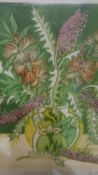 Rosalind Forster- A framed and glazed signed botanical linocut print titled 'Bottlebrush and