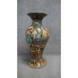 An Indo-Persian hand painted papier mache vase with courtroom scene. H.64 Diam.25cm