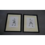 John A. Gowing- Two framed and glazed pen and ink drawings of famous 18th and 19th century boxers.