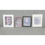 George Manchester (1922 - 1966) Four unframed watercolour on paper male portraits. One