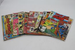 A collection of fourteen vintage Marvel comics, some in protective sleeves. Including G.I. Joe,