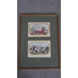 Two framed and glazed Victorian hand coloured engraved valentines cards, each with a scene, 'Heart