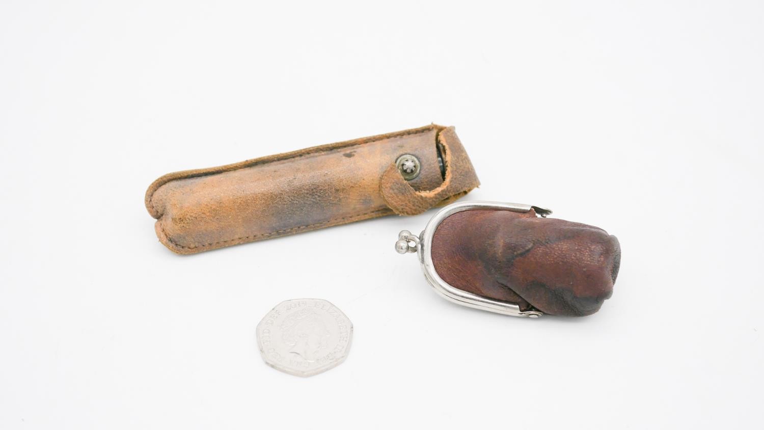 A pocket brass telescope and leather pouch along with a Carl Zeiss Jena Tellup telescopic lense with - Image 2 of 4