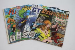 Four vintage DC comics. Including Mister Miracle, 1996 edition 2, Scalphunter, edition 50, Static,