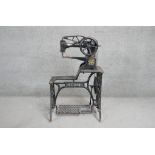 An industrial model 29K leather stitching boot making Singer sewing machine with large treadle.