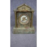 A 19th century French green marble and gilt bronze architectural mantle clock by Samuel Marti,