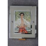 A framed vintage glamour pose fashion print. H.30 W.20cm