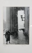 Fergus Noone- A framed and glazed black and white photo titled 'Snowday at Dublin General Post