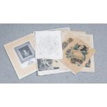 Six unframed 19th century engraving's of various subjects. Including an a sculptural detail. H.50