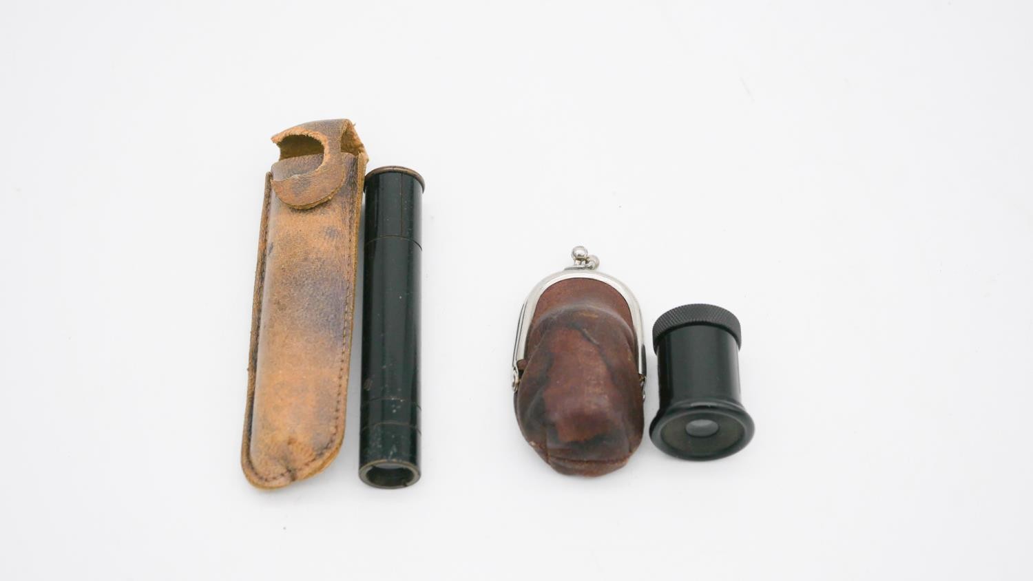 A pocket brass telescope and leather pouch along with a Carl Zeiss Jena Tellup telescopic lense with - Image 3 of 4