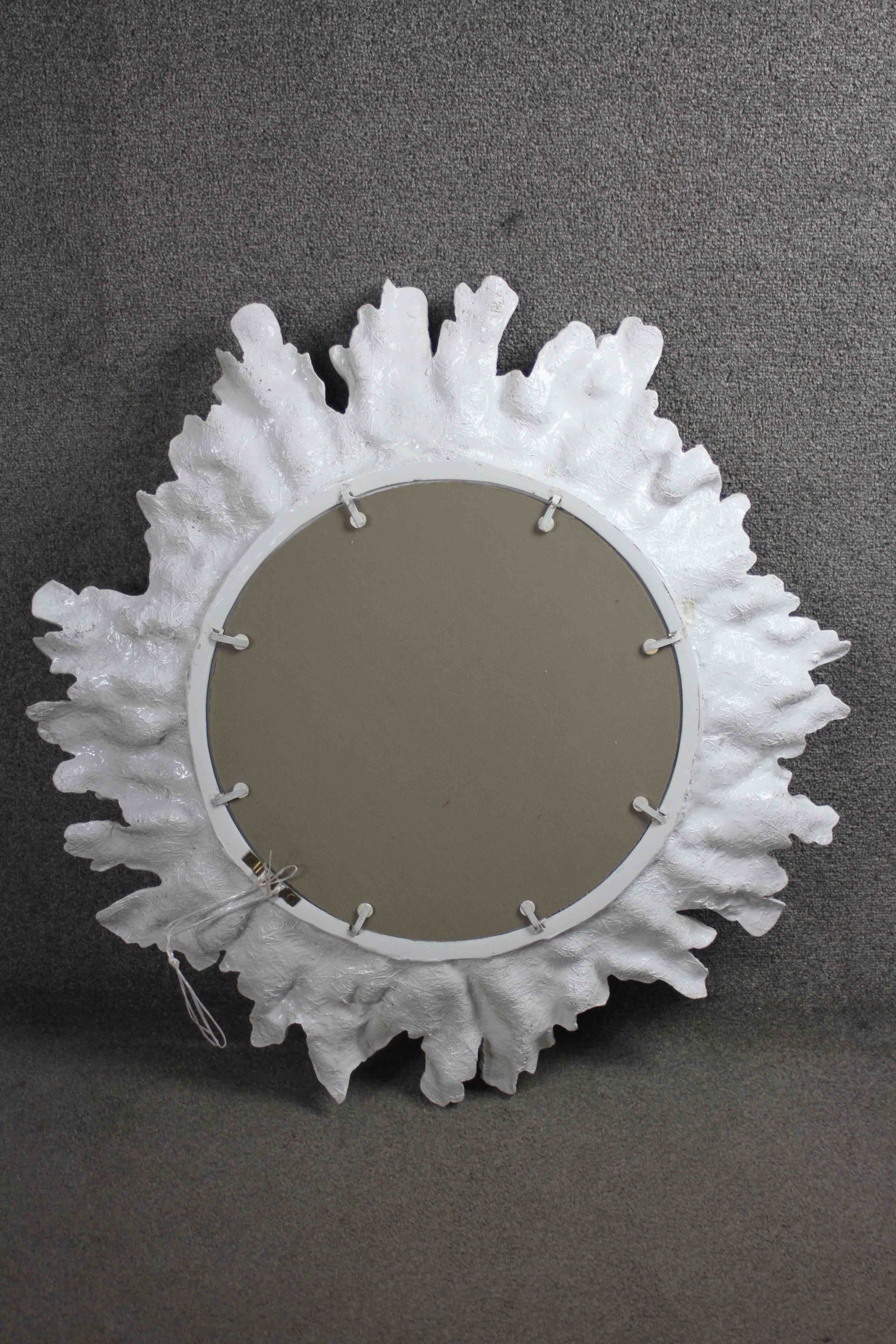 A large organic sculptural sunburst design fibreglass wall mirror. 87cm diameter. - Image 5 of 5