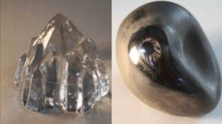 Alfredo Barbini- A Murano 'Scavo' glass boulder paperweight signed and dated along with a clear