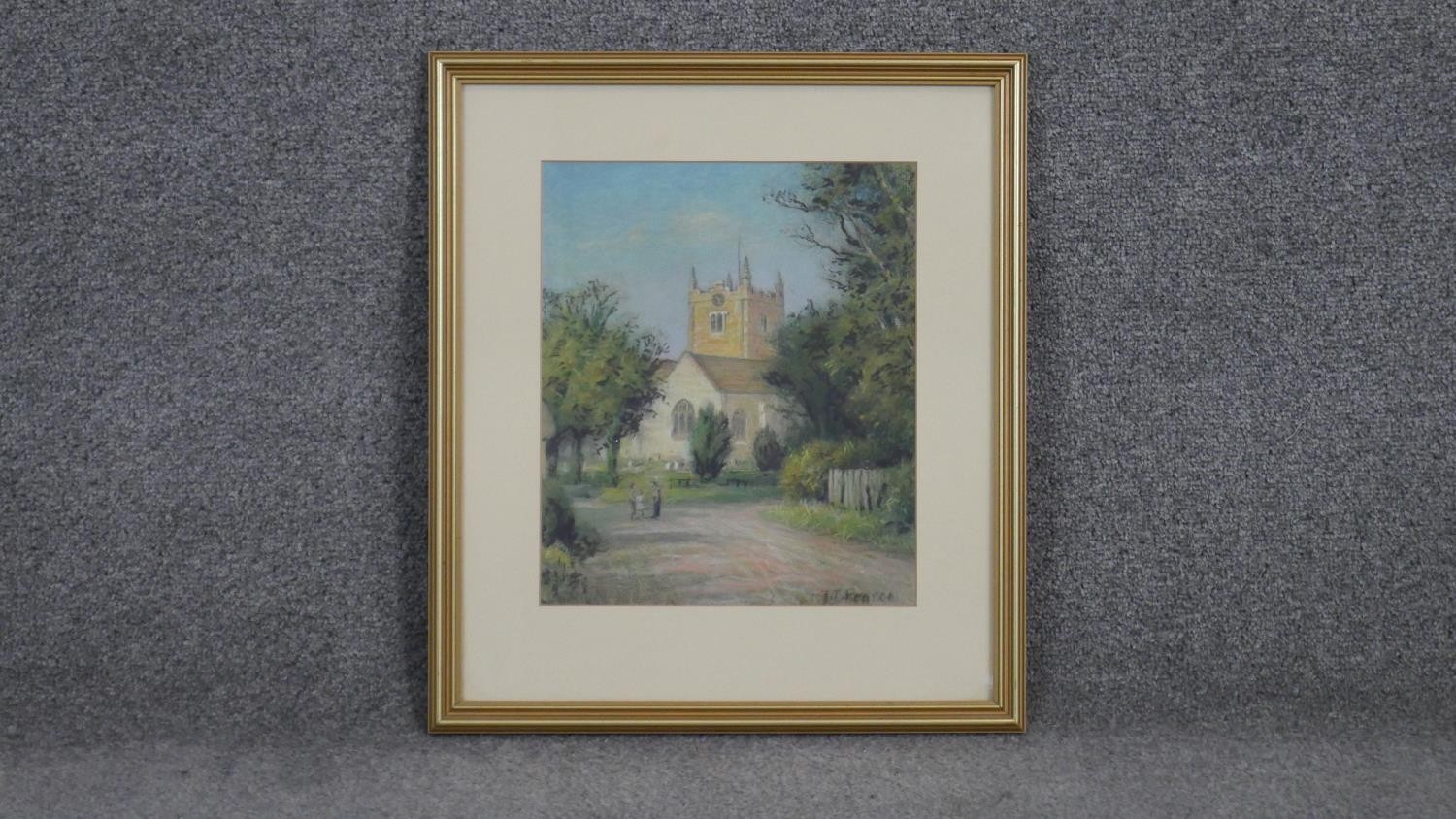 Ivy T. Pearce- A framed and glazed pastel of an English church. Signed by artist. H.40 W.46cm - Image 2 of 4