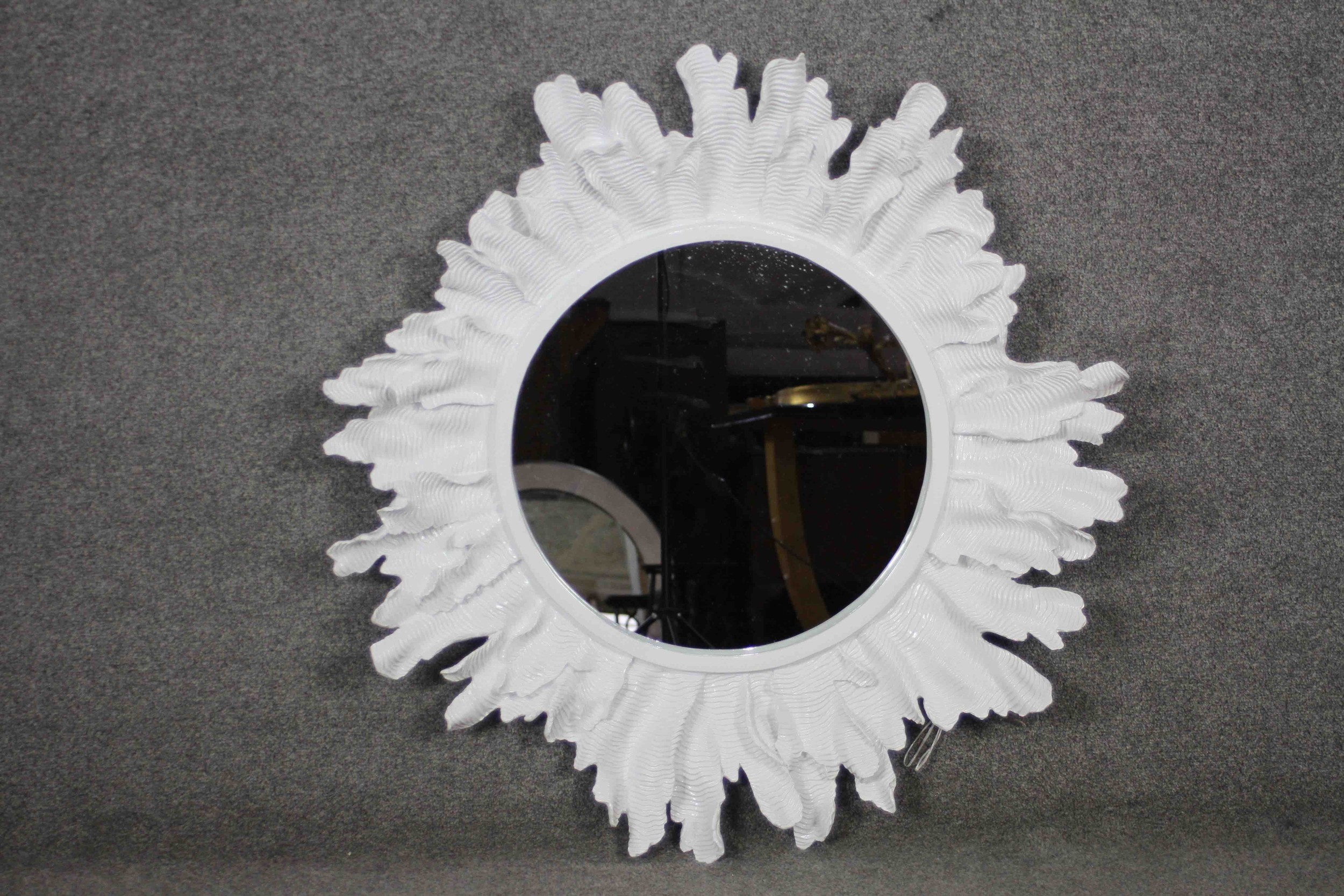 A large organic sculptural sunburst design fibreglass wall mirror. 87cm diameter. - Image 2 of 5