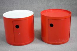 A pair of vintage perspex pedestal cabinets. H.39 diameter 42cm