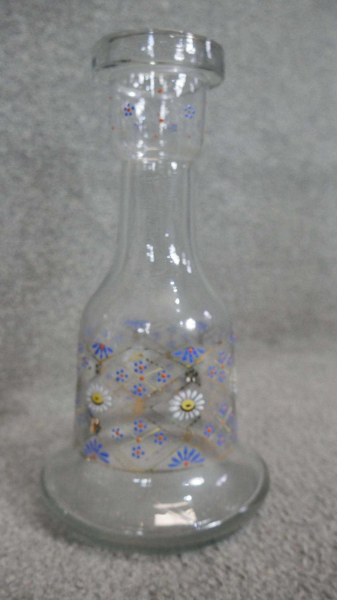 A collection of glassware. Including two hand painted hookah bases and a cut crystal vase. H. 39 ( - Image 3 of 6