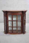 A 19th century style hanging glazed cabinet. H.70 X W75 X D 28 CM