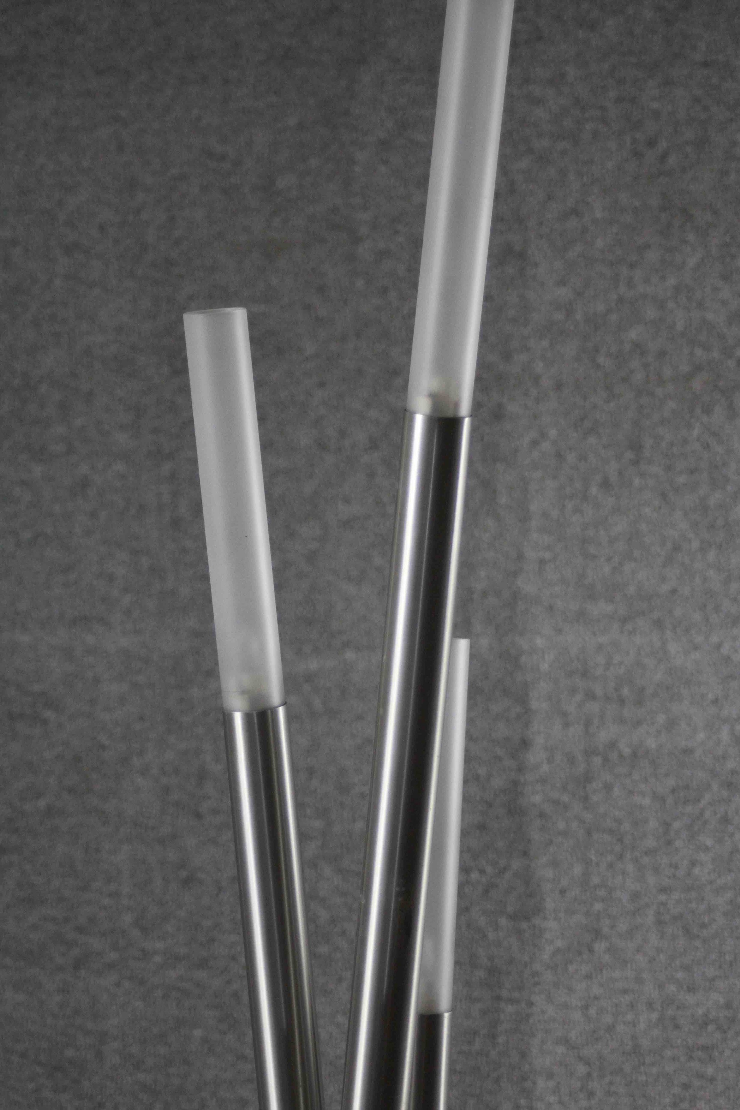 A Lumisource Icicle brushed nickel and frosted glass floor lamp. H.174 W.27cm - Image 3 of 4