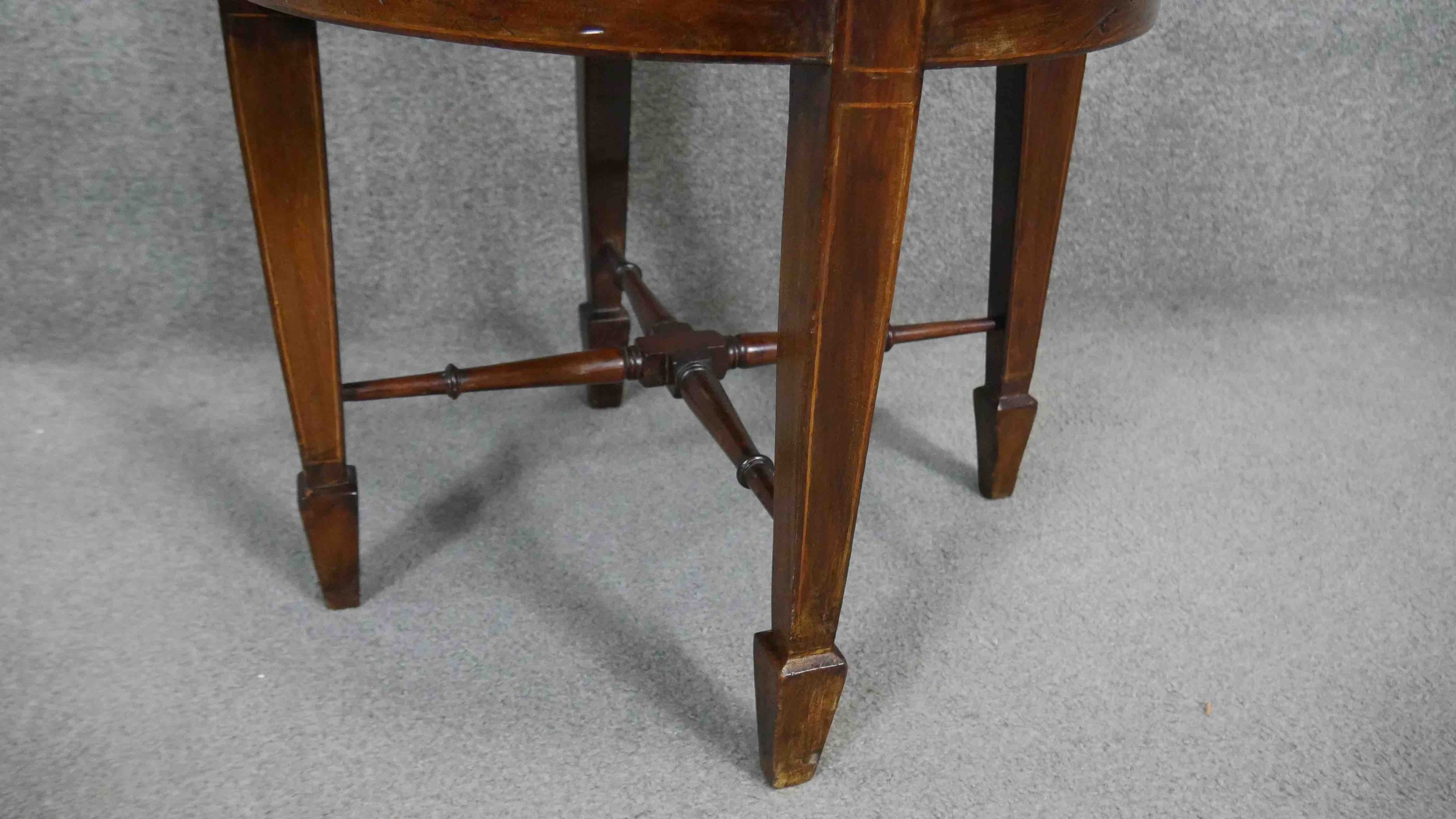 An Edwardian mahogany and satinwood inlaid tub armchair. - Image 4 of 4