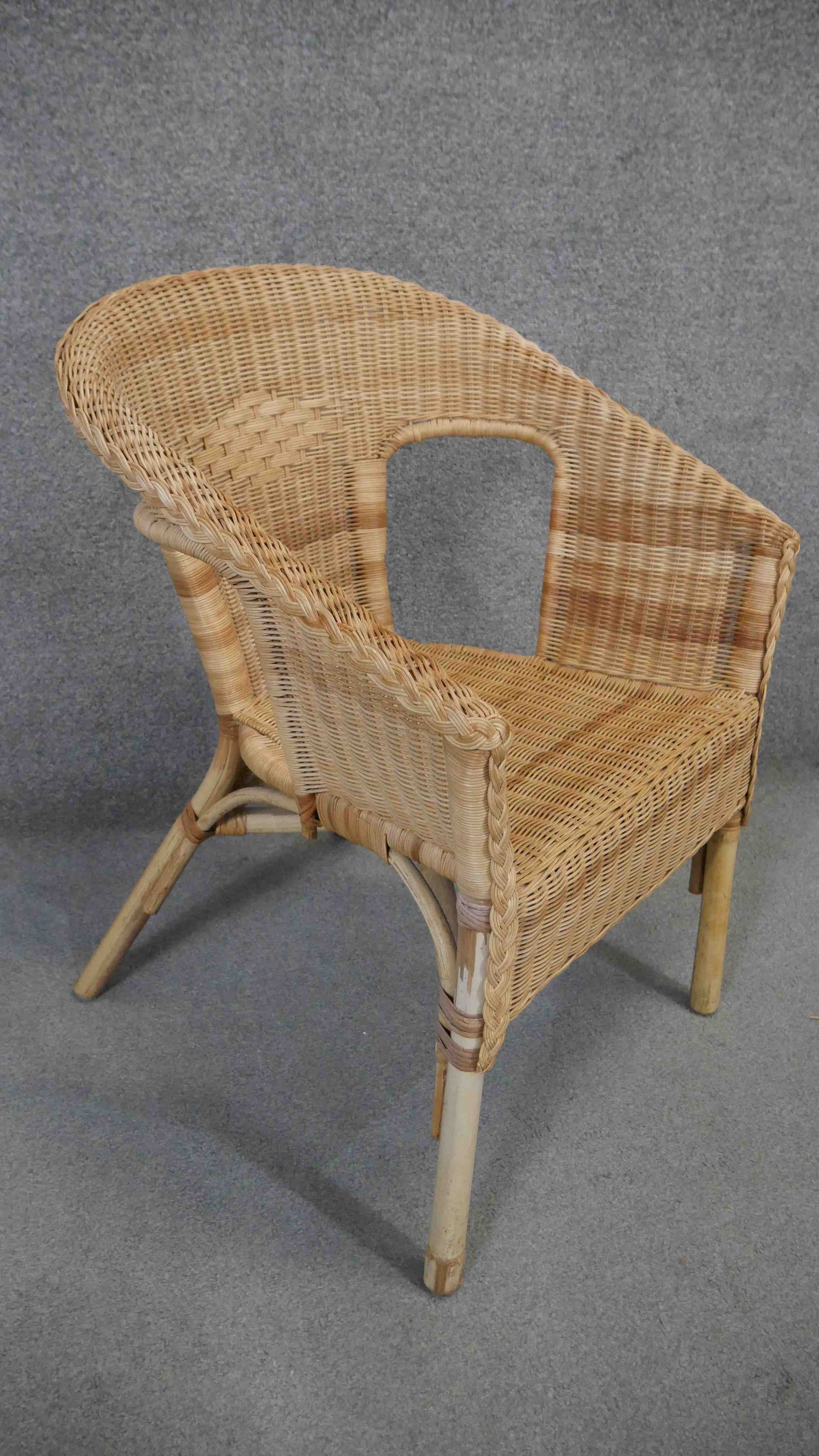 Two wicker conservatory chairs along with a vintage loom armchair. - Image 3 of 11