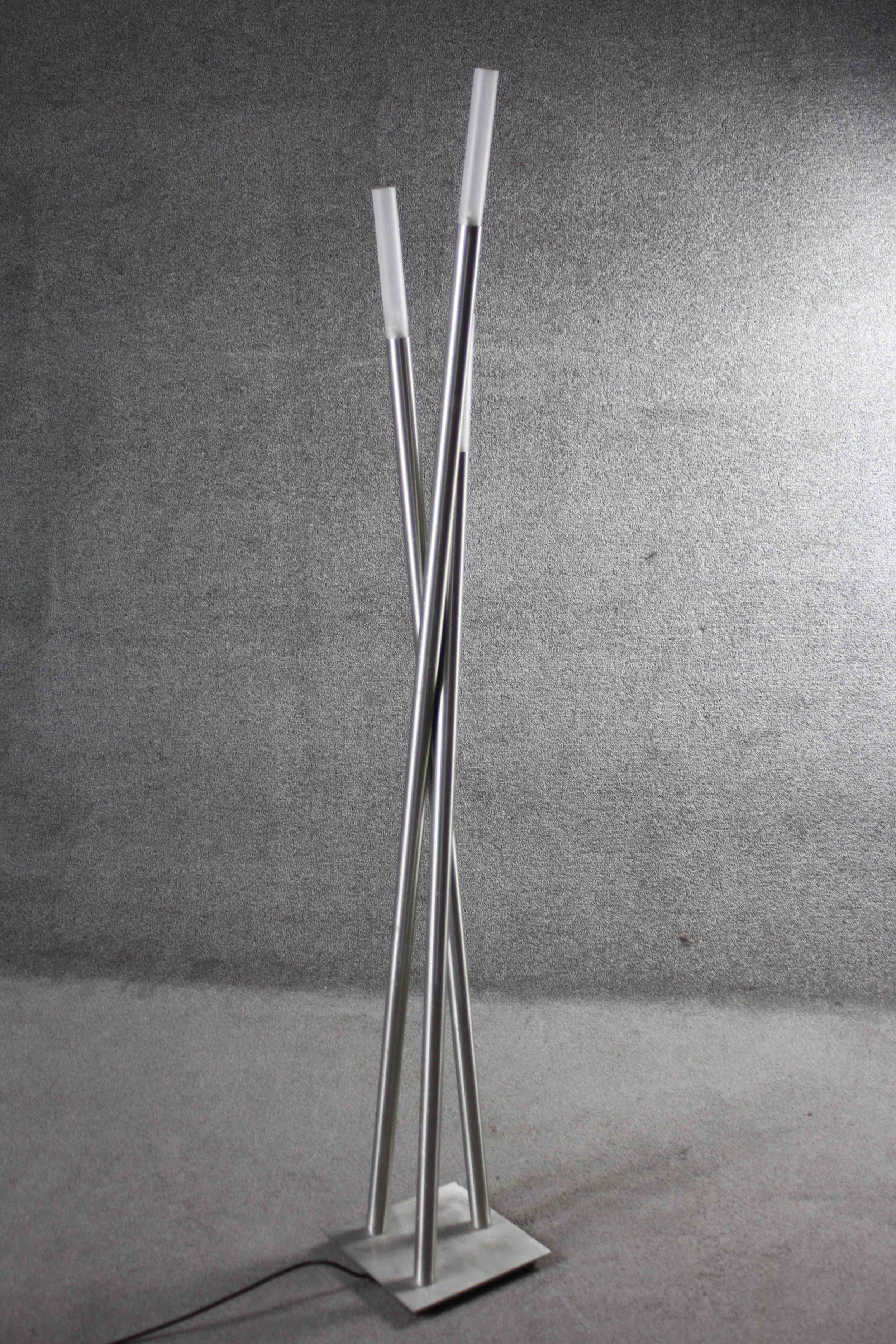 A Lumisource Icicle brushed nickel and frosted glass floor lamp. H.174 W.27cm - Image 2 of 4