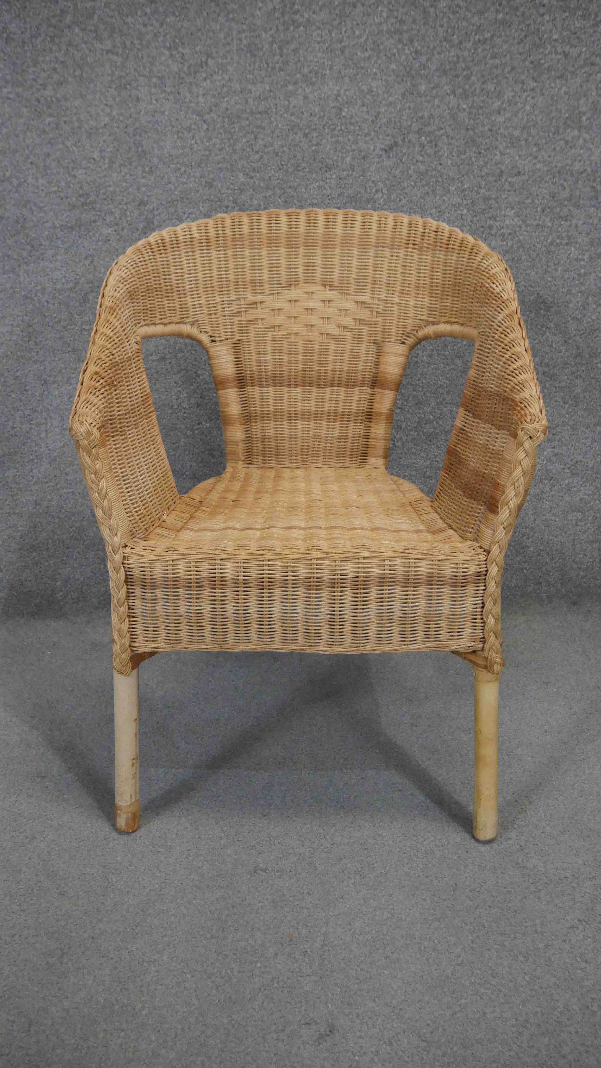 Two wicker conservatory chairs along with a vintage loom armchair. - Image 2 of 11