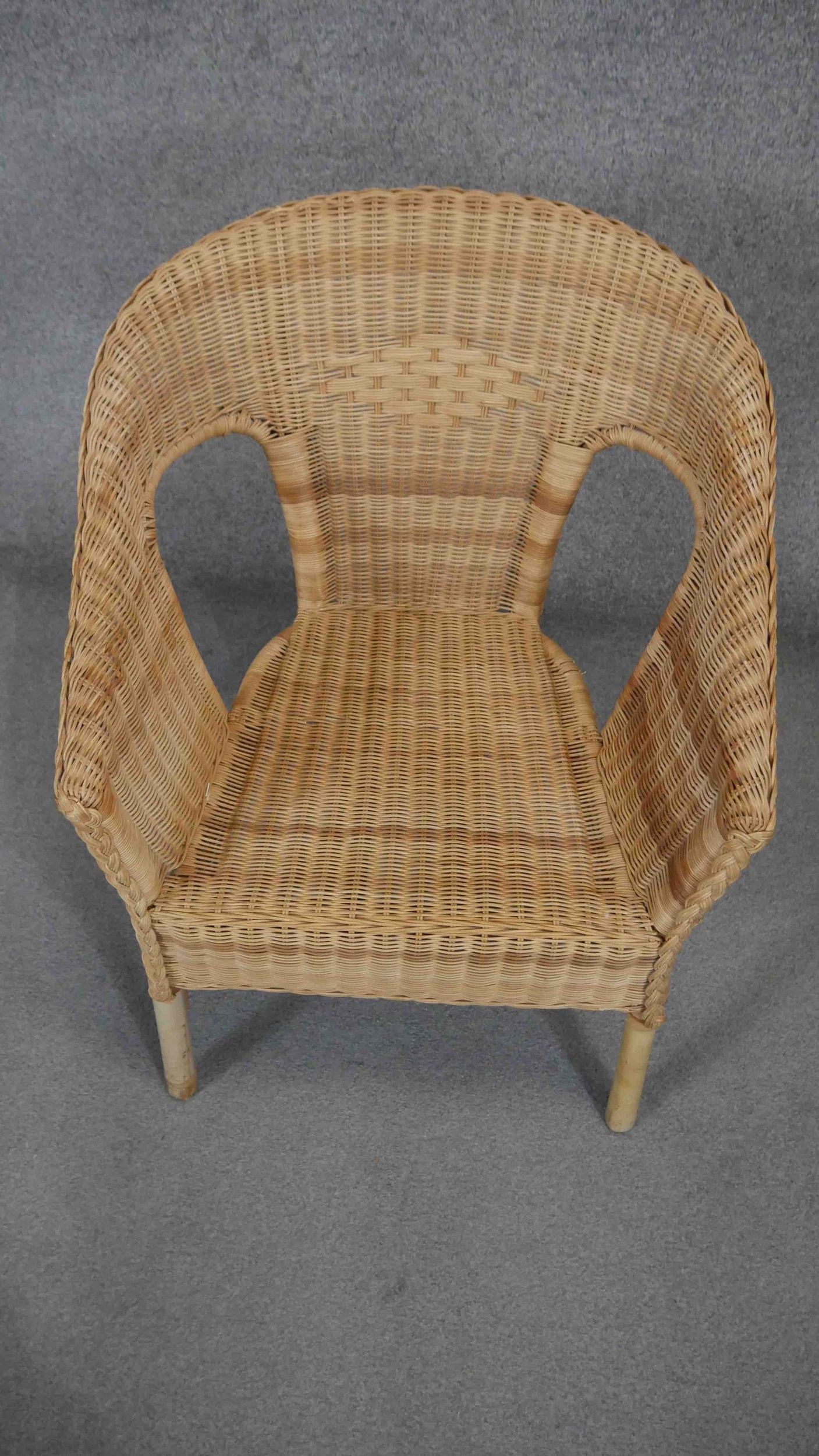 Two wicker conservatory chairs along with a vintage loom armchair. - Image 4 of 11