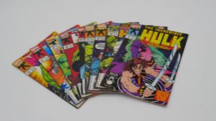A collection of nine vintage Marvel Hulk comics. Including Edition 380,402,407,408,409,410,411,412
