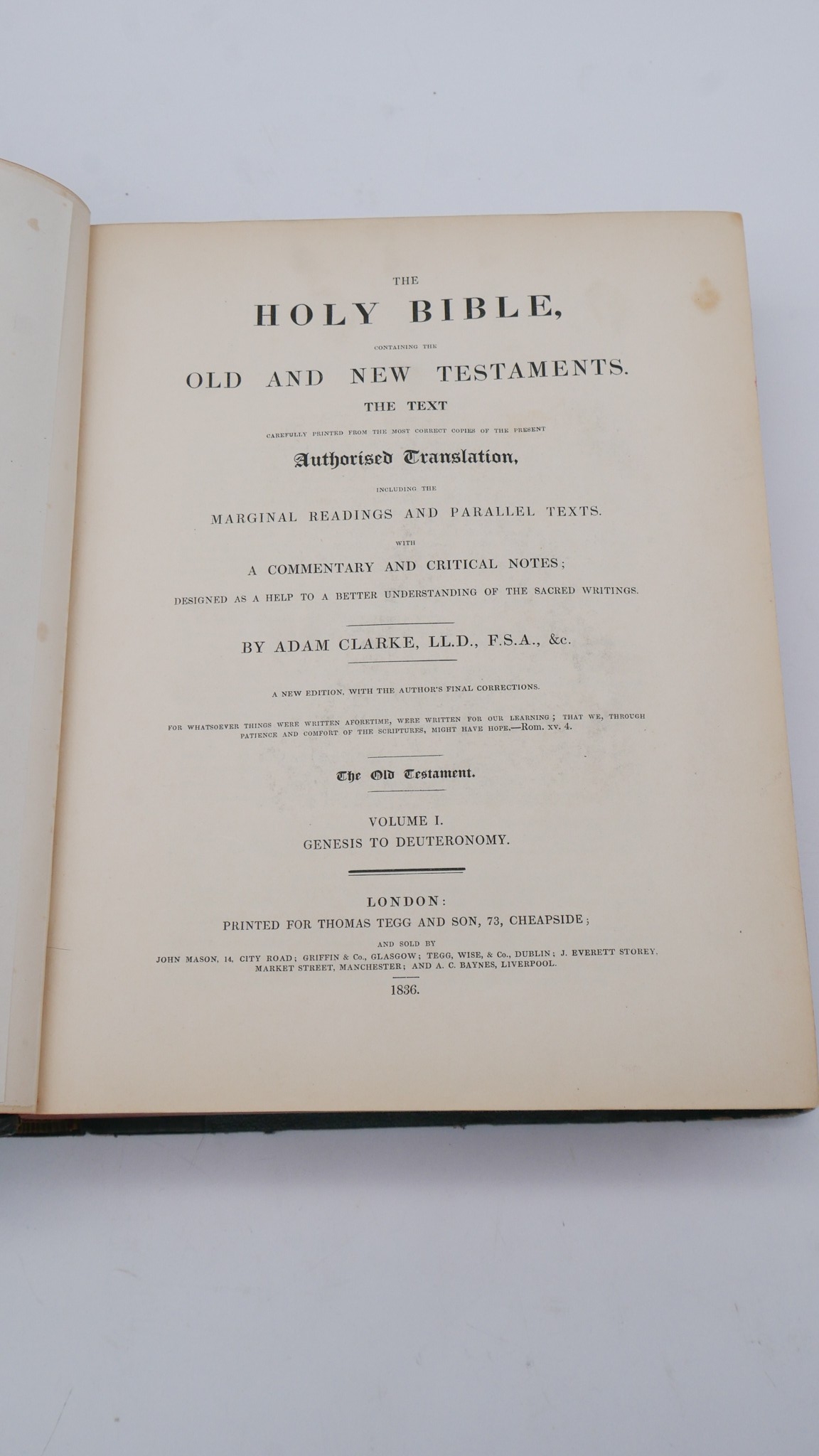 A 19th century leather bound and gilded bible with hand written inscription. H. 6 W. 23 D. 28 - Image 5 of 6