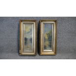 Two 19th century gilt framed oil on canvas river scenes. Signed A. Austin. H.47 W.22cm