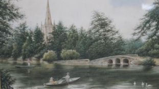 Reginald E Edgecombe- A framed and glazed watercolour of the River at Stratford - Upon- Avon. Signed