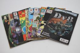 A collection of ten vintage comics. Including Dv8, Eagle Comics Robohunter, Valiant comics Solar,