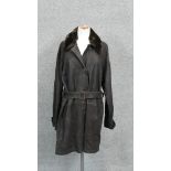 A Maxfield Parish brown suede medium size ladies jacket with brown sheepskin collar and suede