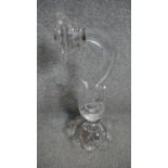 A wall mounted crystal foliate design wall sconce with floral design head. H.40 W.16cm