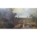 After Charles Branwhite (1817 - 1880) A carved framed oil on canvas of a river scene. Unsigned,