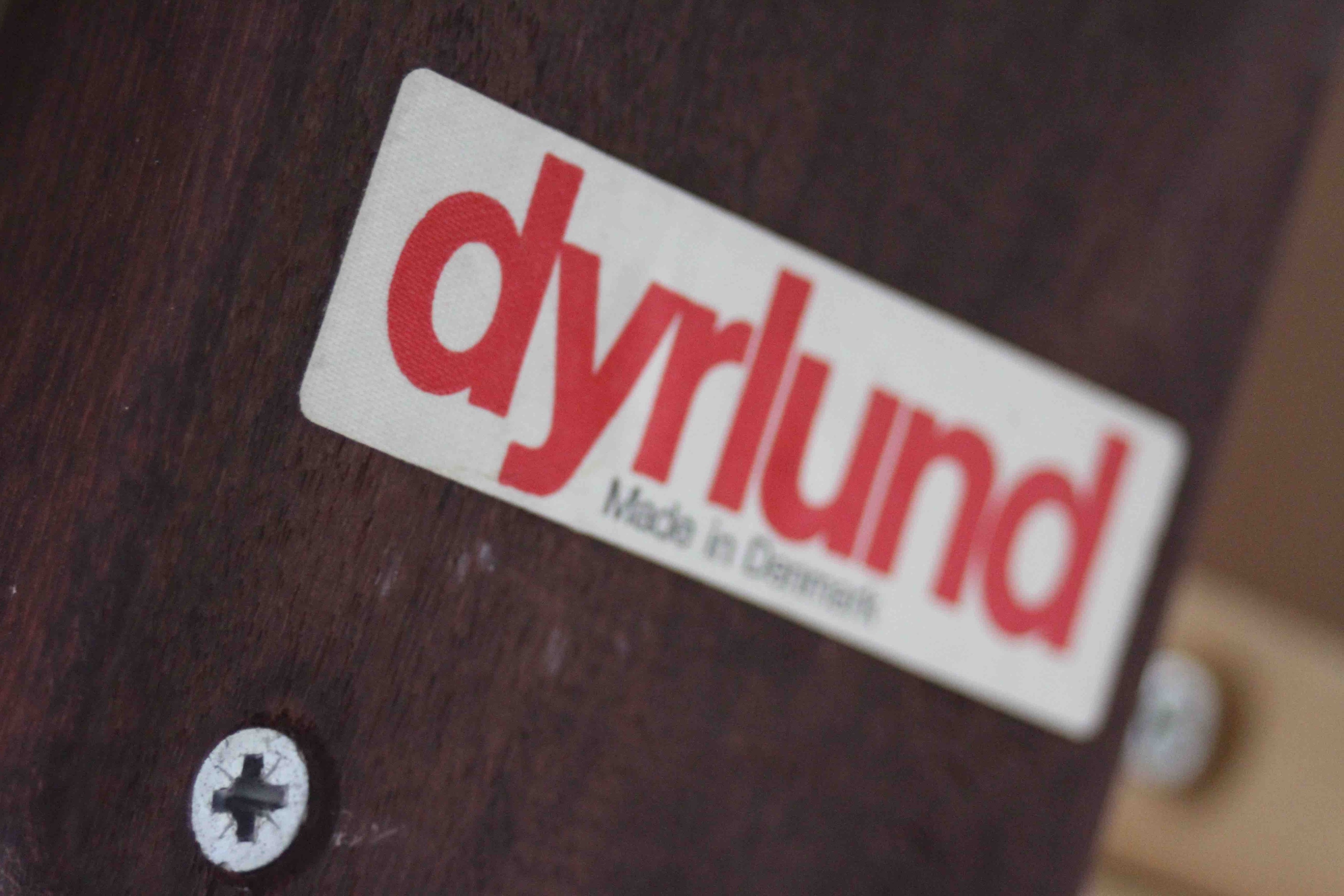 A vintage Danish dining table by Dyrland with two extra leaves and maker's label to the underside. - Image 7 of 7