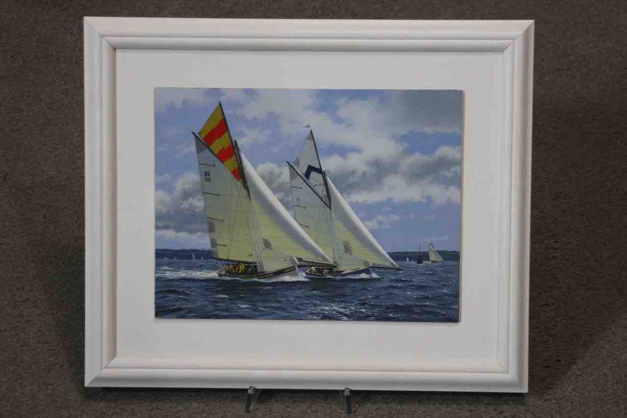 Terry Bailey RA (1941- ) A framed oil on board of sailing boats. Signed by artist, 2009. H.40 W.47cm - Image 2 of 4
