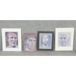 George Manchester (1922 - 1966) Four unframed watercolour on paper male portraits. One