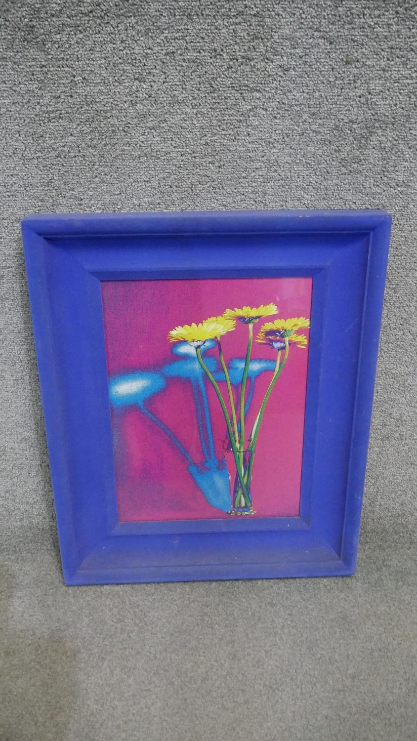 A framed coloured abstract print of dandelion flowers. H.57 W.47cm - Image 2 of 3