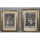 Two carved gilt framed and glazed French 19th century engravings. One titled 'Le Petit Jour' after S