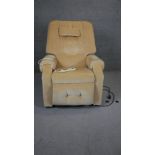 A contemporary electric reclining massage chair in working order.