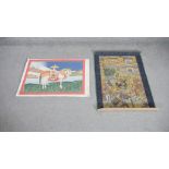 An unframed Indo-Persian painting on fabric of Imam Ali's white horse along with another depicting a