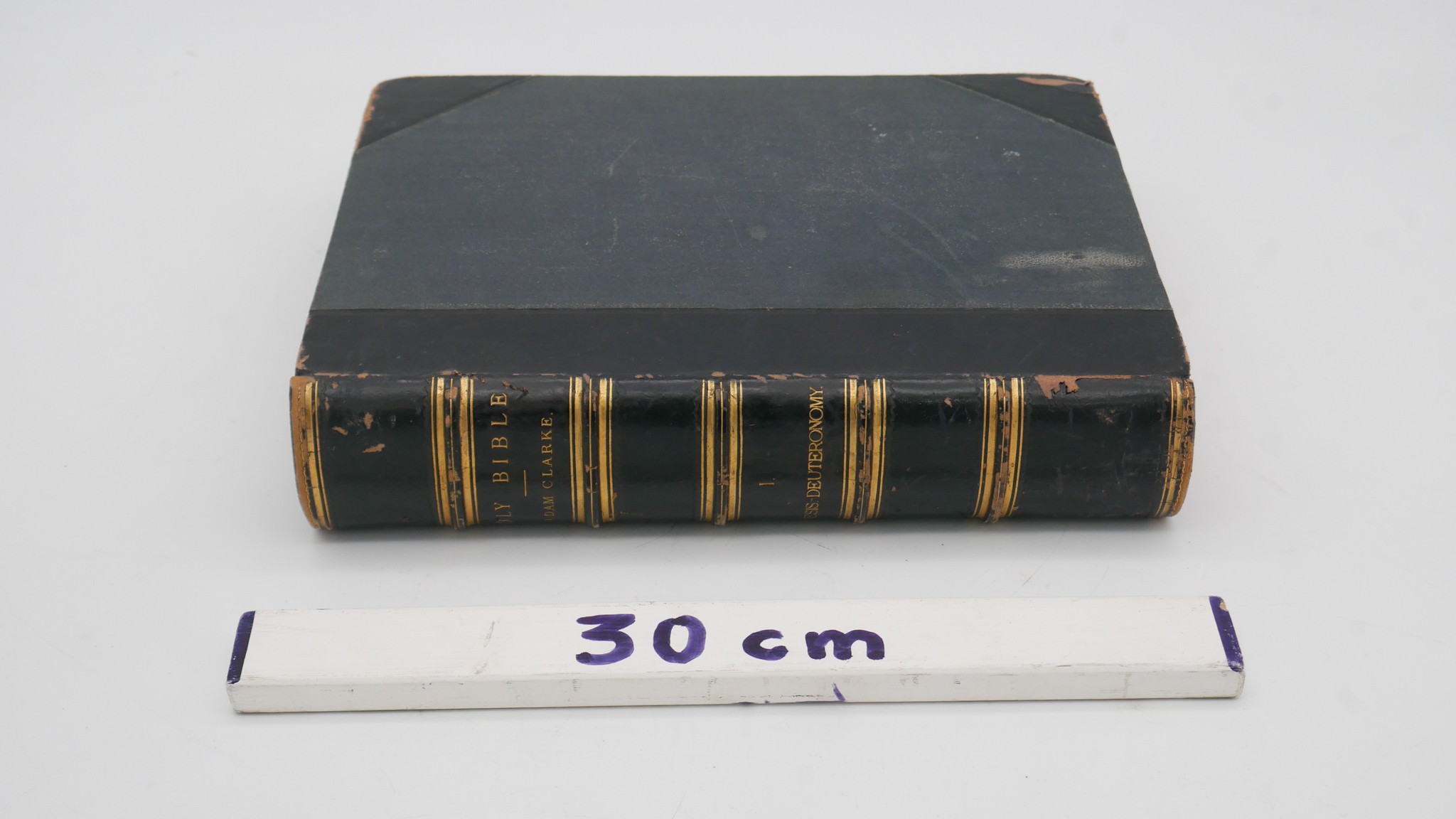 A 19th century leather bound and gilded bible with hand written inscription. H. 6 W. 23 D. 28 - Image 2 of 6