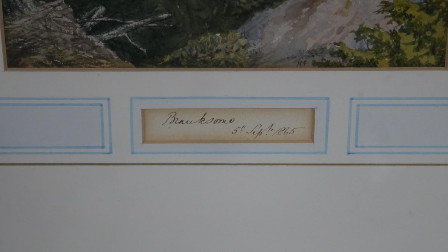 Horace Decimus Fellowes. A framed and glazed 19th century watercolour of Branksome. Inscribed and - Image 3 of 5